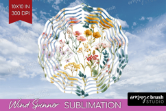 Pastel Flowers Wind Spinner Sublimation PNG - Summer Round Product Image 1