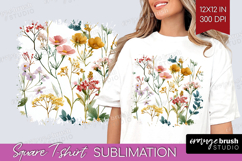Pastel Flowers Square Tshirt Background - Summer PNG Product Image 1