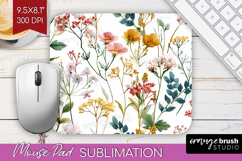 Pastel Flowers Mouse Pad Sublimation - Summer Mousepad PNG Product Image 1
