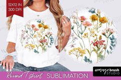 Pastel Flowers Round Tshirt Background - Summer PNG Product Image 1