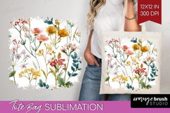 Pastel Flowers Tote Bag - Summer Tote Bag PNG Sublimation Product Image 1