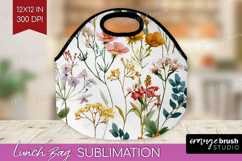 Pastel Flowers Lunch Bag - Summer Lunch Bug PNG Sublimation Product Image 1