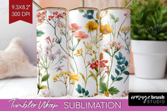 Pastel Flowers Tumbler Wrap - Summer Tumbler PNG Sublimation Product Image 1