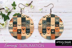 Patchwork Halloween Earrings Round Earrings Sublimation Product Image 1