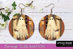 Patchwork Halloween Earrings Round Earrings Sublimation Product Image 1