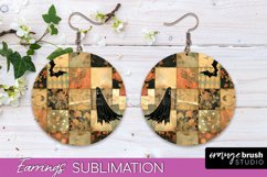Patchwork Halloween Earrings Round Earrings Sublimation Product Image 1