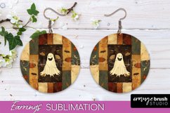 Patchwork Halloween Earrings Round Earrings Sublimation Product Image 1