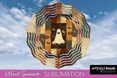 Patchwork Halloween Wind Spinner - Ghost Wind Spinner PNG Product Image 1