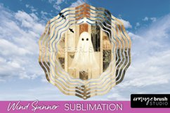 Patchwork Halloween Wind Spinner - Ghost Wind Spinner PNG Product Image 1