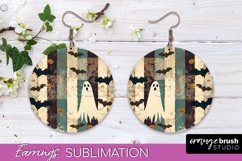 Patchwork Halloween Earrings Round Earrings Sublimation Product Image 1