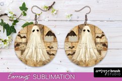 Patchwork Halloween Earrings Round Earrings Sublimation Product Image 1