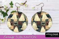 Patchwork Halloween Earrings Round Earrings Sublimation Product Image 1