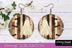 Patchwork Halloween Earrings Round Earrings Sublimation Product Image 1