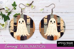 Patchwork Halloween Earrings Round Earrings Sublimation Product Image 1