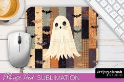Patchwork Halloween Mouse Pad, Ghost Mousepad Sublimation Product Image 1