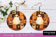 Patchwork Halloween Earrings Round Earrings Sublimation Product Image 1