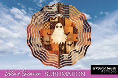 Patchwork Halloween Wind Spinner - Ghost Wind Spinner PNG Product Image 1