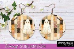 Patchwork Halloween Earrings Round Earrings Sublimation Product Image 1