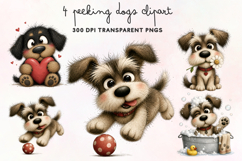 Peeking Dogs Clipart PNG Product Image 1