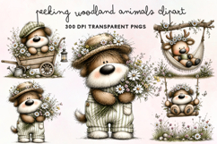 Peeking Woodland Animals Clipart PNG Product Image 1