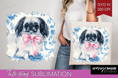 Pekingese Dog Tote Bag Floral Dog Tote Bag PNG Sublimation Product Image 1