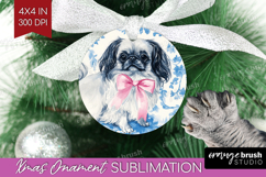 Pekingese Dog Ornament PNG Floral Dog PNG Sublimation Product Image 1