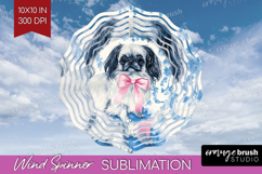 Pekingese Dog Wind Spinner Sublimation PNG Floral Dog Round Product Image 1