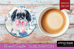 Pekingese Dog Round Coaster Floral Dog Coaster PNG Product Image 1