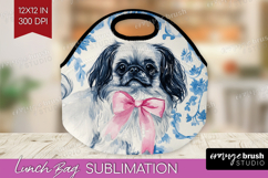 Pekingese Dog Lunch Bag Floral Dog Lunch Bug PNG Sublimation Product Image 1