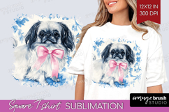Pekingese Dog Square Tshirt Background Floral Dog PNG Product Image 1