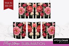 Peony Flowers Mug Wrap - Floral Mug PNG Sublimation Product Image 1