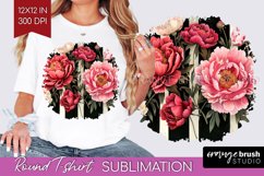 Peony Flowers Round Tshirt Background - Floral PNG Product Image 1