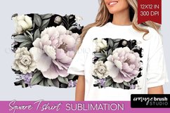 Peony Flowers Square Tshirt Background - Floral PNG Product Image 1