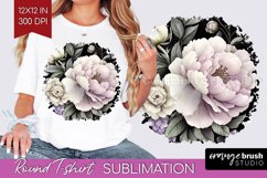 Peony Flowers Round Tshirt Background - Floral PNG Product Image 1