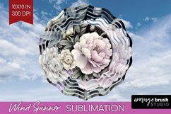 Peony Flowers Wind Spinner Sublimation PNG - Floral Round Product Image 1