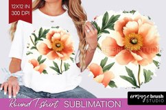 Peony Flowers Round Tshirt Background - Floral PNG Product Image 1