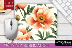 Peony Flowers Mouse Pad Sublimation - Floral Mousepad PNG Product Image 1