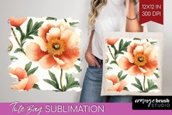 Peony Flowers Tote Bag - Floral Tote Bag PNG Sublimation Product Image 1