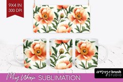 Peony Flowers Mug Wrap - Floral Mug PNG Sublimation Product Image 1