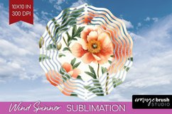 Peony Flowers Wind Spinner Sublimation PNG - Floral Round Product Image 1