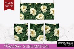 Peony Flowers Mug Wrap - Floral Mug PNG Sublimation Product Image 1