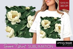Peony Flowers Square Tshirt Background - Floral PNG Product Image 1
