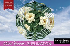 Peony Flowers Wind Spinner Sublimation PNG - Floral Round Product Image 1