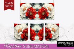 Peony Flowers Mug Wrap - Floral Mug PNG Sublimation Product Image 1