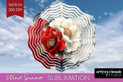 Peony Flowers Wind Spinner Sublimation PNG - Floral Round Product Image 1