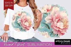 Peony Flowers Round Tshirt Background - Floral PNG Product Image 1