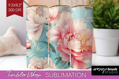Peony Flowers Tumbler Wrap - Floral Tumbler PNG Sublimation Product Image 1