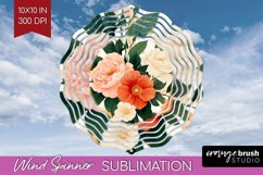 Peony Flowers Wind Spinner Sublimation PNG - Floral Round Product Image 1