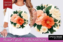 Peony Flowers Round Tshirt Background - Floral PNG Product Image 1