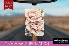 Peony Flowers Air Freshener PNG - Floral PNG Sublimation Product Image 1